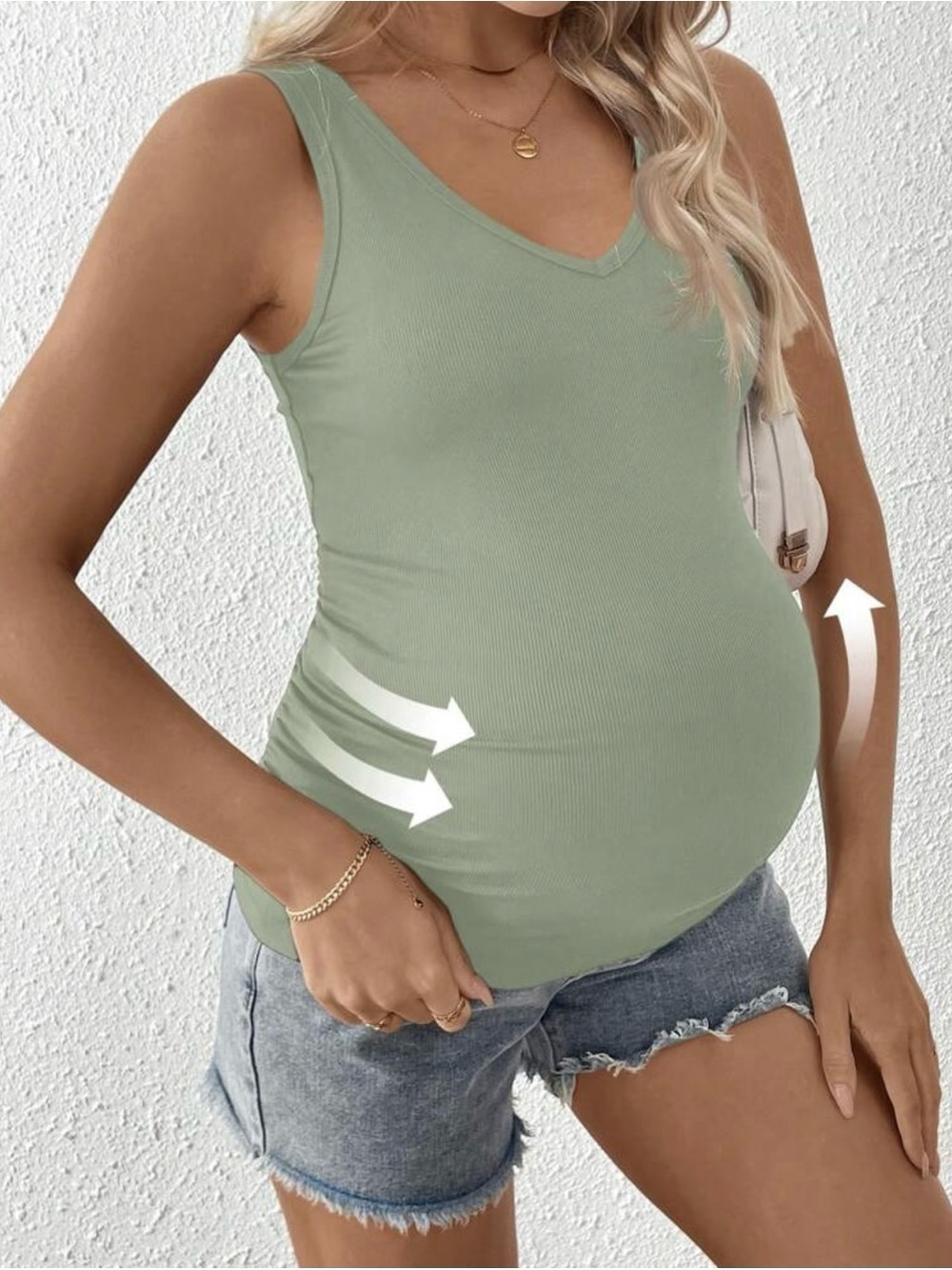 SHEIN Sage Green V-Neck Maternity Tank Top